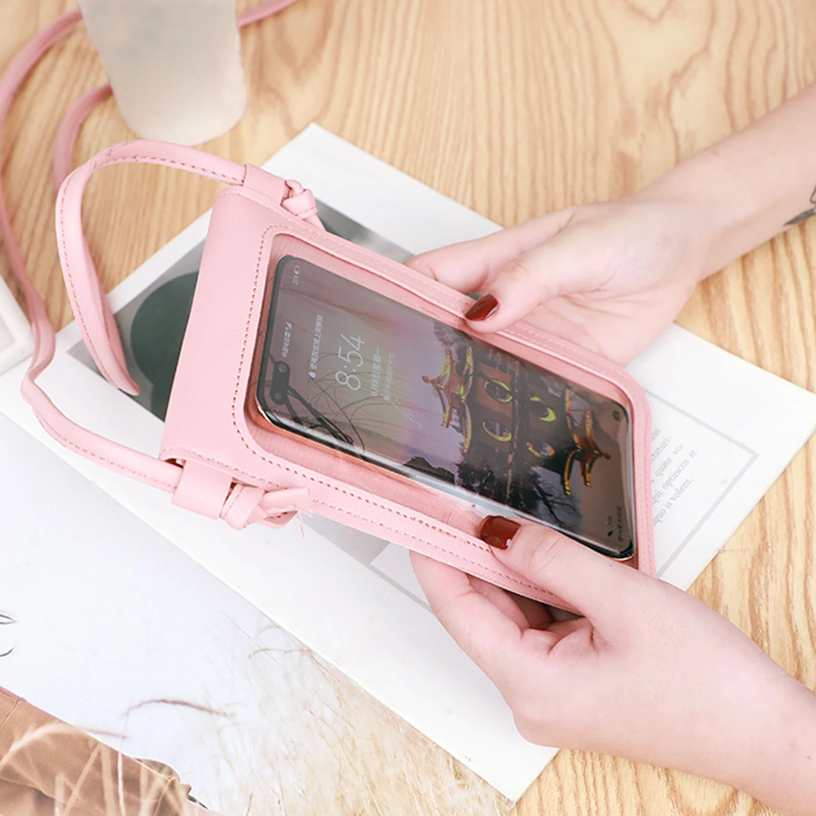 Universal Korean Phone Purse Touch Screen Cell All-match Women Smartphone Bags Wallet Leather Shoulder Strap Handbag Women Bag