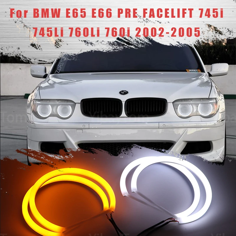 LED SMD Cotton Light Switchback Angel Eye Ring DRL Kit For BMW E65 E66 PRE FACELIFT 745i 745Li 760Li 760i 2002-2005