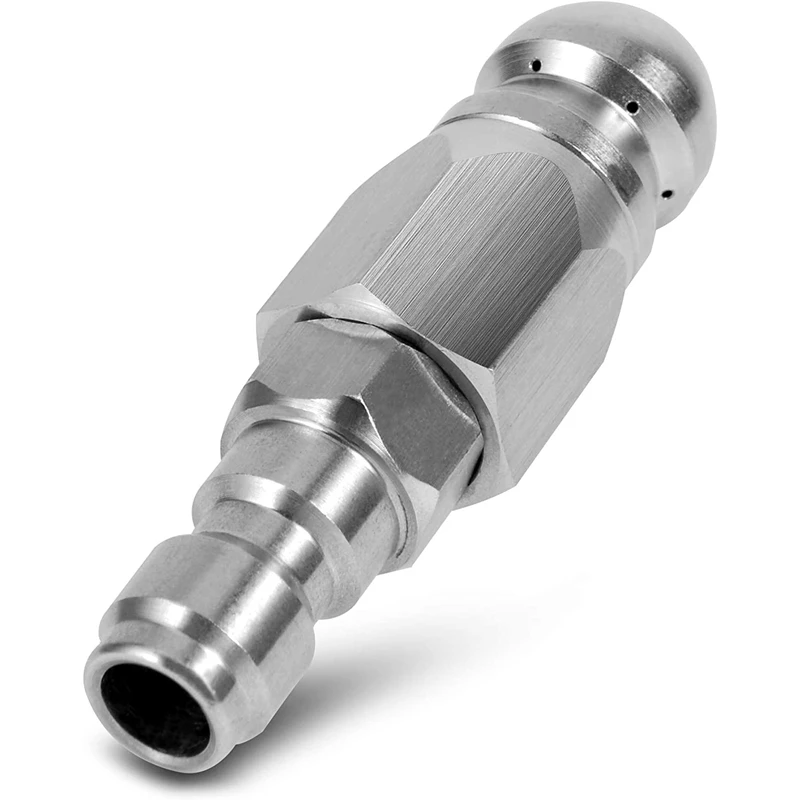 Sewer Jetter Nozzle for Pressure Washer with 1/4 inch Quick Connect - for Drain Jetting Clog Remover,1 Front 6 Rear Jets