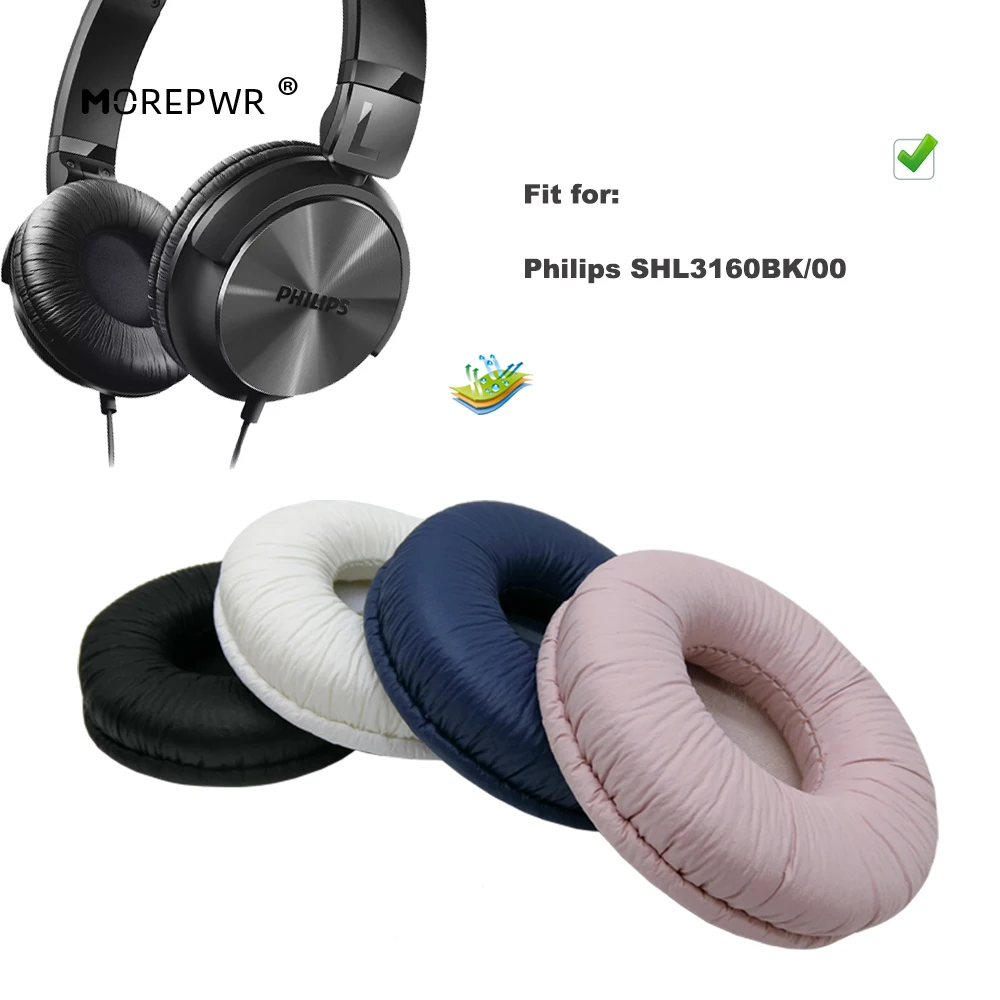 Morepwr Replacement Ear Pads for Philips SHL3160BK/00 SHL 3160 BK Headset Parts Leather Cushion Earmuff Earphone Sleeve Cover