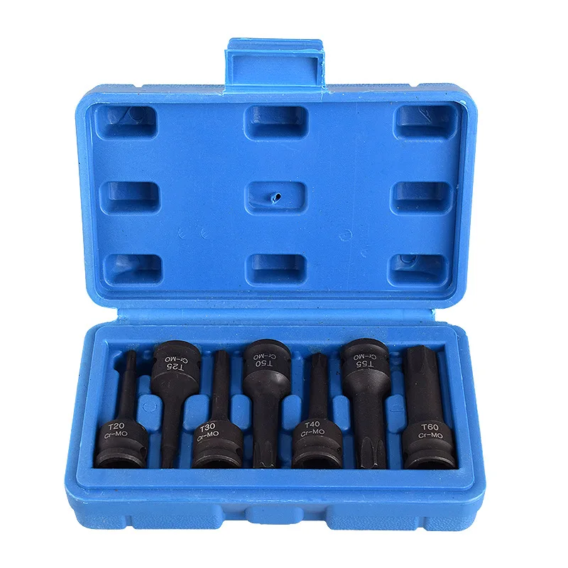 Quadrado Drive Impacto Torx Estrela Bits Conjunto de Soquete T20 T25 T30 T40 T50 T55 T60 Cr-mo Chave de Fenda Chave de Soquete Ferramentas Peças