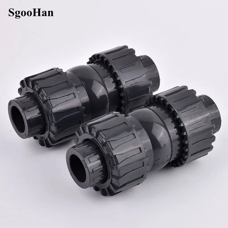 1PCs I.D 20~63mm  UPVC Check Valve Double Union Garden Irrigation System Pipe Fittings Plumbing System Tube Connector Fittings