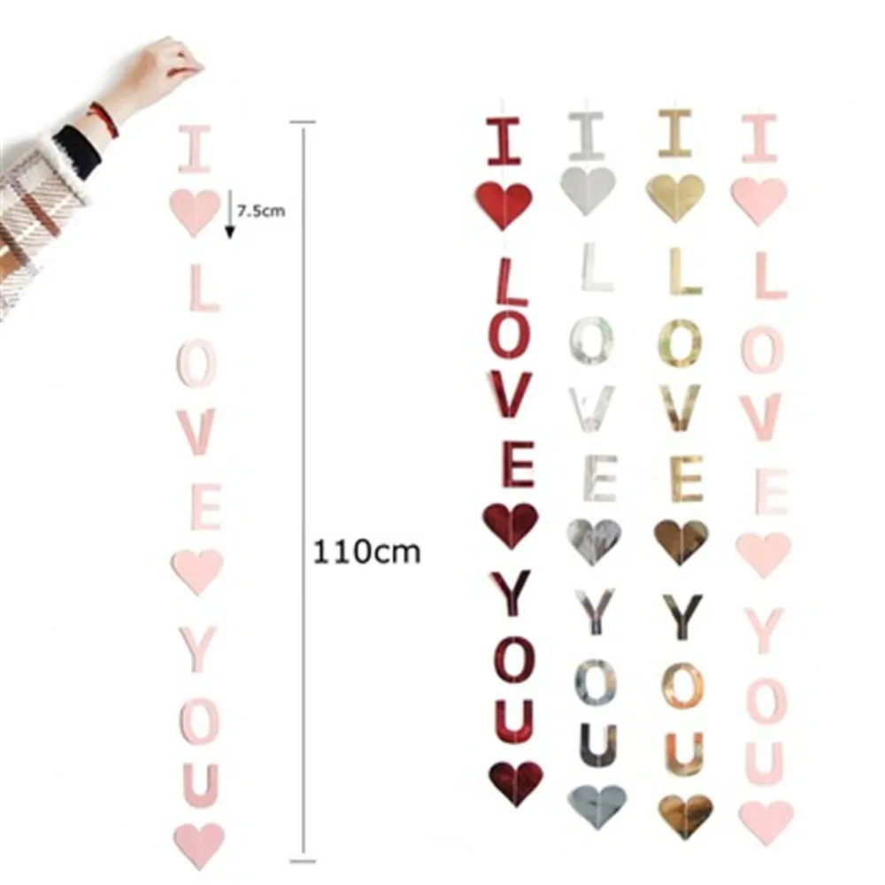 1.1m Red Heart I love you Letter Sequined Balloon Pendant Romantic Valentine\'s day wedding party decoration Balloon Accessories