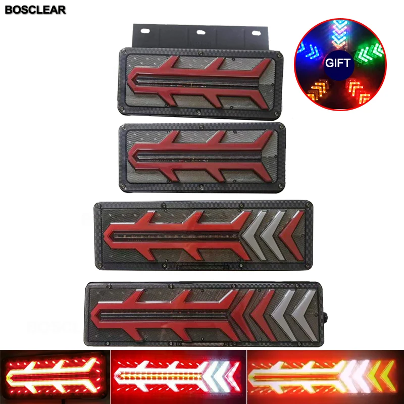 24V Universal Car Truck Rear Taillight Led Trailer Taillights Waterproof Flow Steering Brake Reversing Traffic Fog Lamp Free Gif