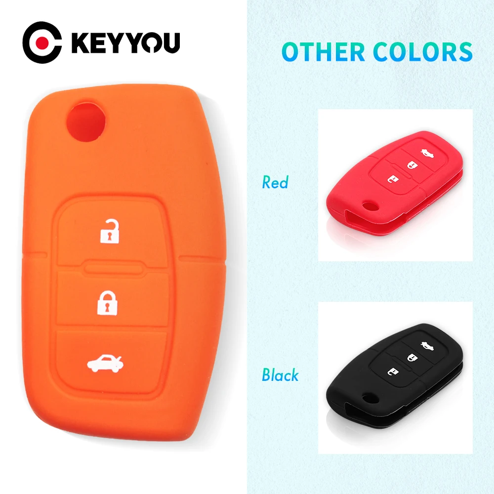 KEYYOU For Ford Fiesta Focus Focus C-Max Galaxy Kuga Mondeo MK4 S-Max Fob Smart Remote Key Case Cover Silicone Car Key Cover