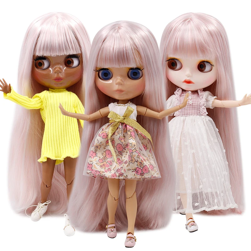 

ICY DBS Blyth Doll joint body glossy face pink long straight hair DIY sd gift toy