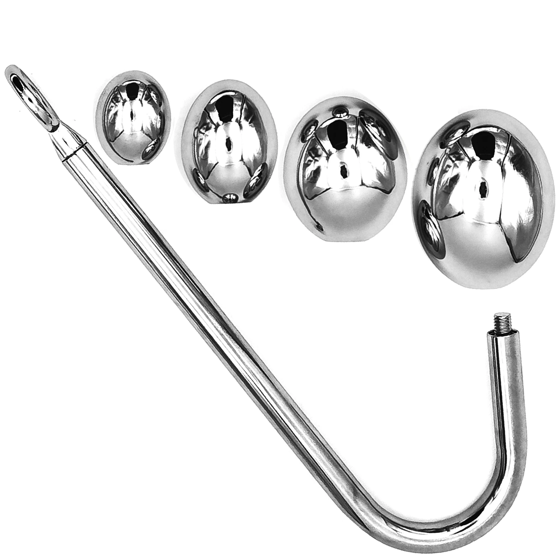 Stainless Steel Anal Dilator Butt Plug Sex Toys for Men Women Anus Hook Rreplaceable Ball Metal Anal Plug Sex Slave Adults BDSM