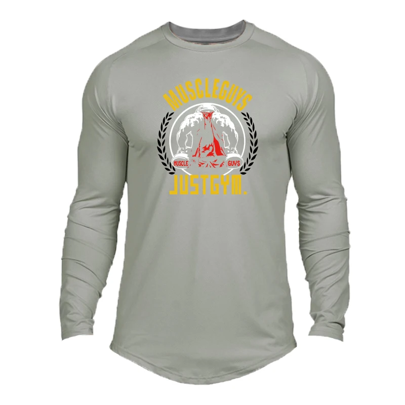 Mens Gym Fitness Running Training Casual Basic O-Neck T-Shirt Sporting Fashion  Comfortable Long Sleeve T-shirt