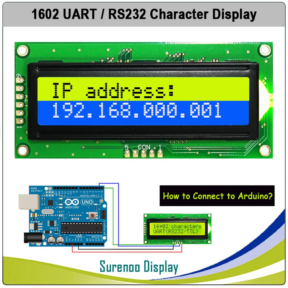 

CMOS UART RS232 Serial 1602 162 16*2 символьный ЖК-модуль, экран дисплея LCM для Arduino, поддержка клавиатуры, синий, желтый, зеленый