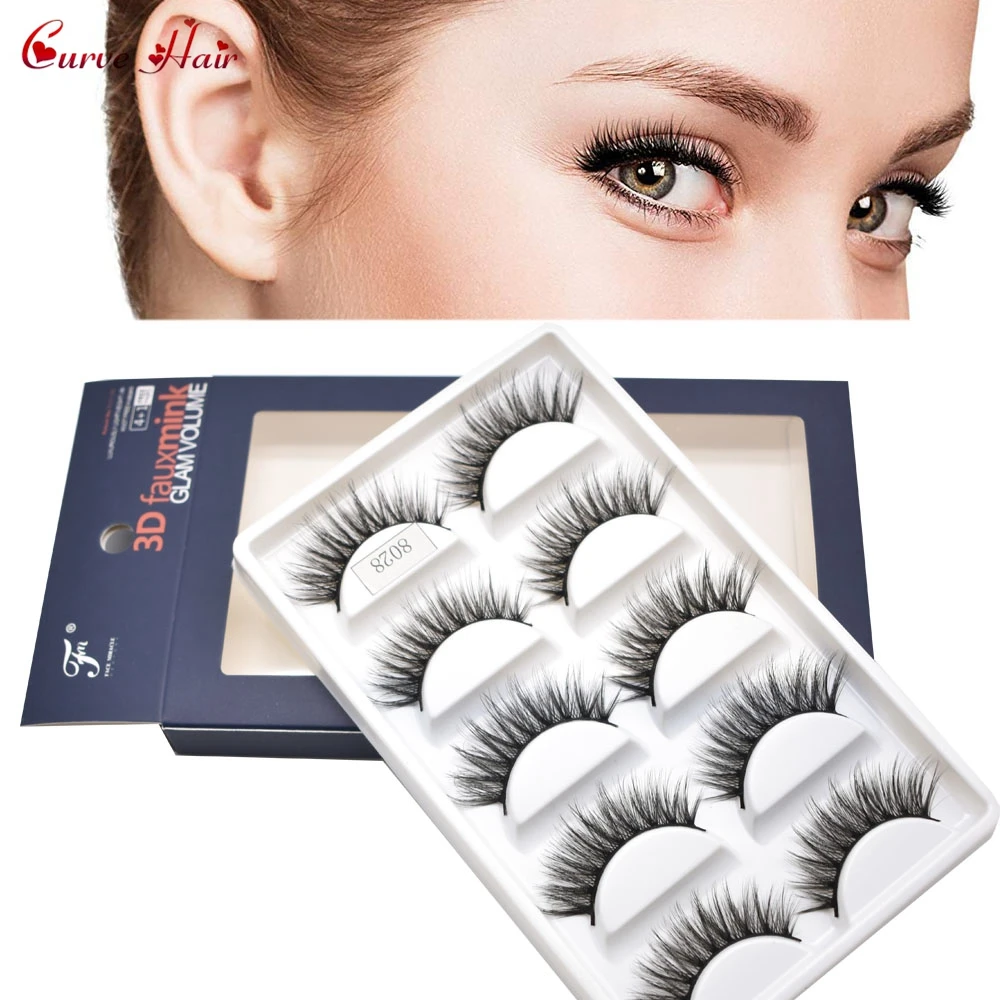 5 Pairs Wimper-Extensions 3D Mink Wimpers Faux Make Up Wimpers Dikke Pluizige Natuurlijke Wimper Volledige Volum Zijde Wimpers