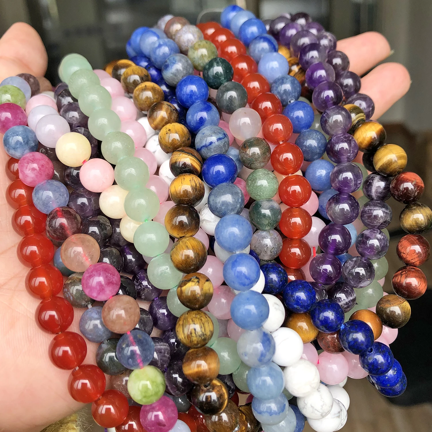 44 Style Natural Stone Beads 4 6 8 10 12mm Turuoqise Lapis Lazuli Amazonite Amethyst Round Beads for Jewelry Making Diy Bracelet
