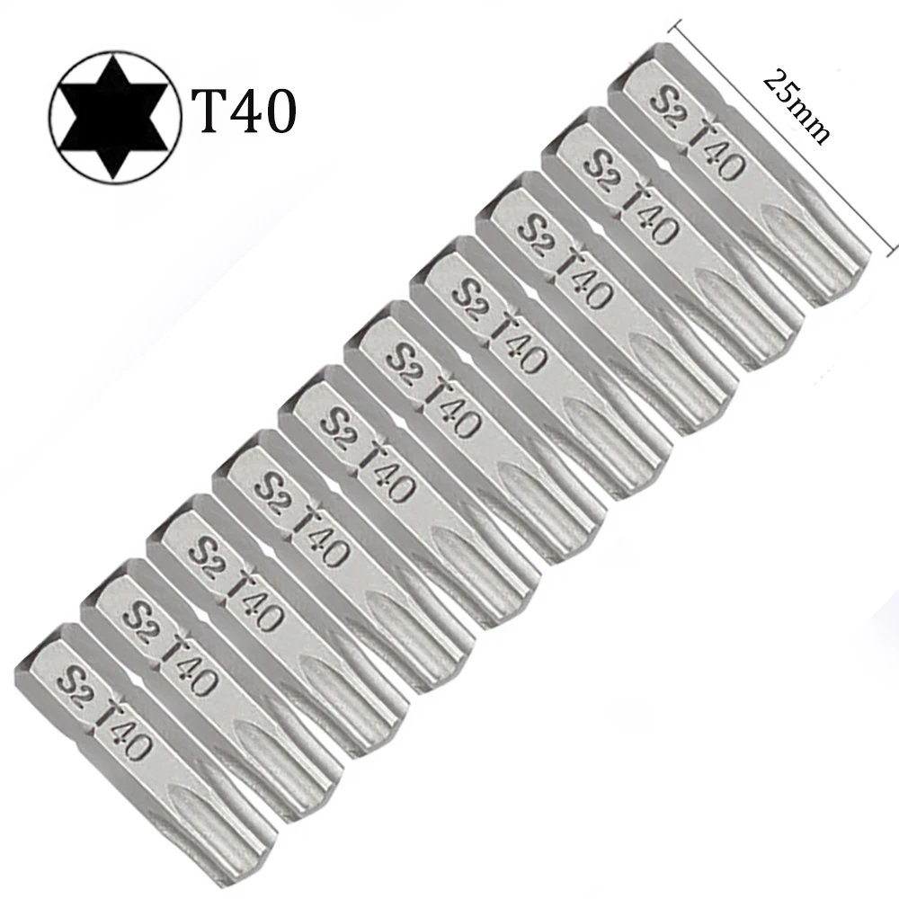 10pcs Torx Screwdriver Bit Set 1/4 Hex Shank Star T6 T7 T8 T10 T15 T20 T25 T30 T35 T40 Screw Driver Bits Home Hand Tools