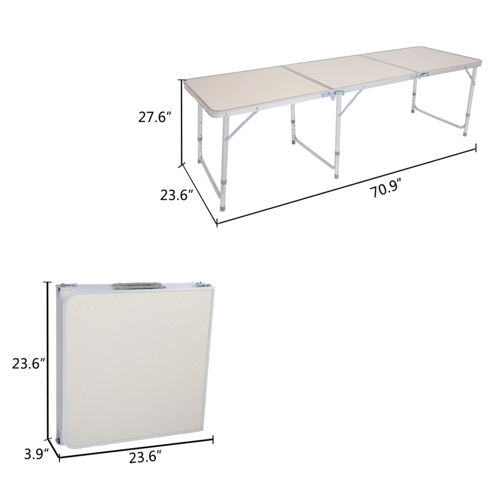 180 x 60 x 70cm Home Use Aluminum Alloy Folding Table White  Camping table Foldable Table Camping Outdoor Furniture