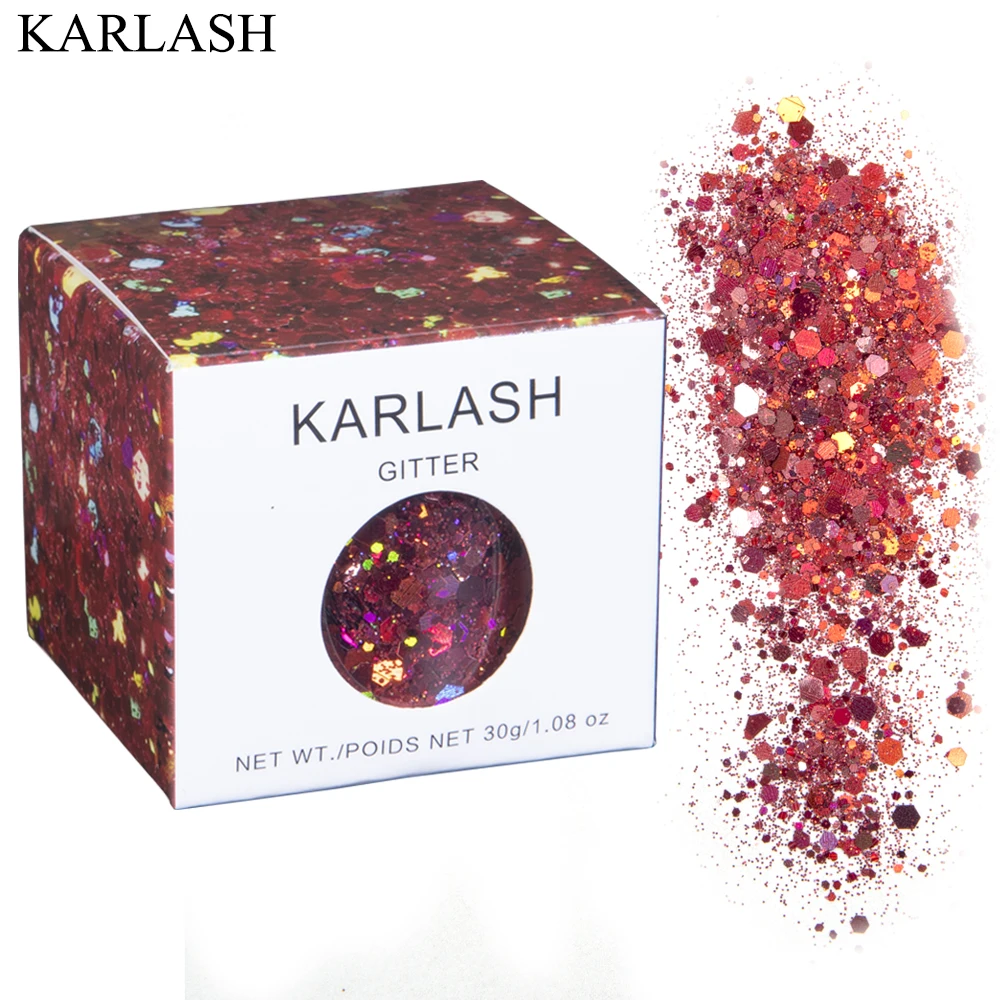 

KARLASH Wine Red Glitter Nail Art Decoration Sequins 30g Holographic Bling Mirror Powder Flakes Micro Iridescent Manicure Nails