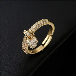 NEWBUY Brand Fashion Gold Color Copper Open Ring Hot Sale CZ Heart Wedding Ring Engagement Jewelry Gift For Women