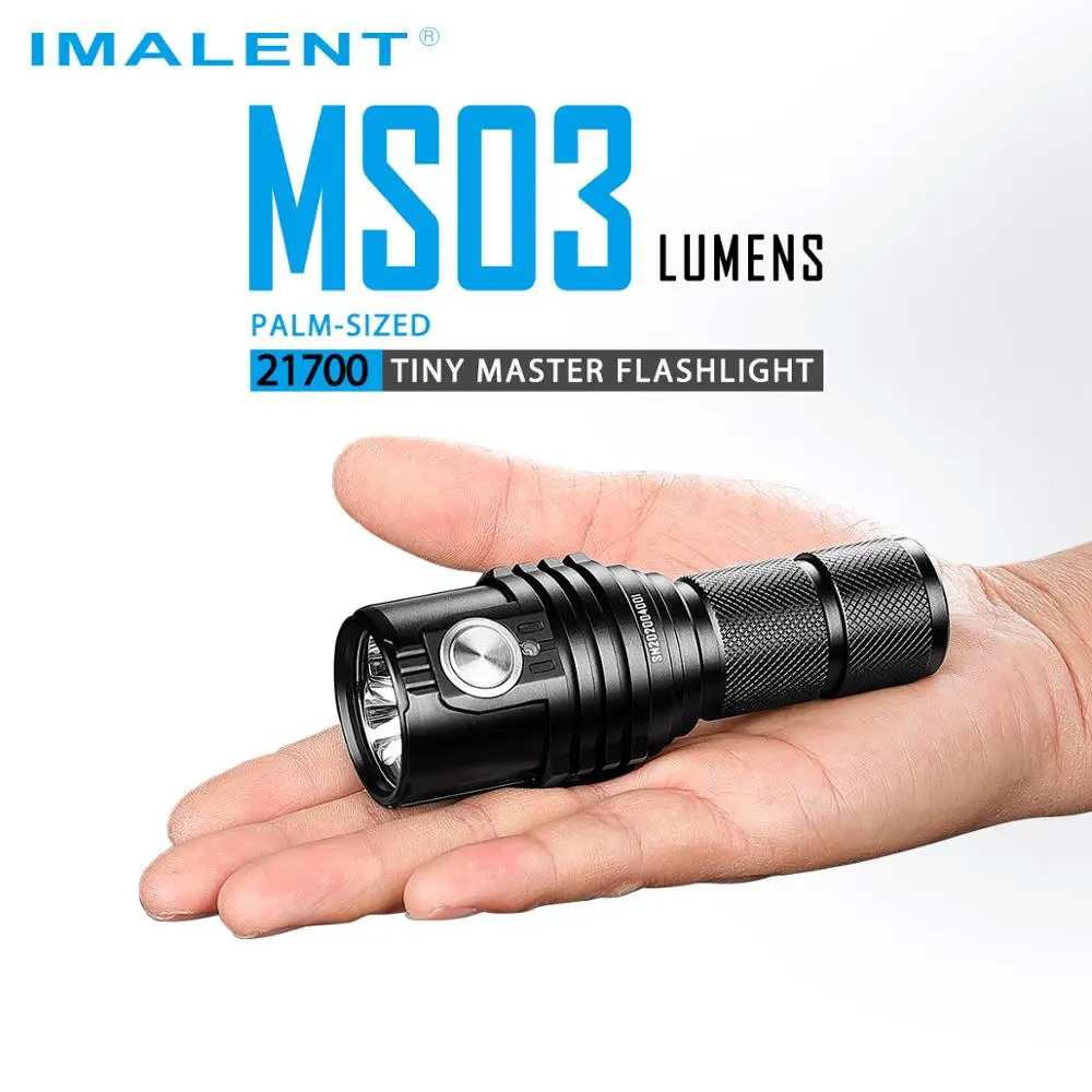 Imalent MS03 Type-C Rechargeable 21700 Battery LED Flashlight 13000 lumens Powerful EDC Torch Lanterns with Floodlight Spotlight