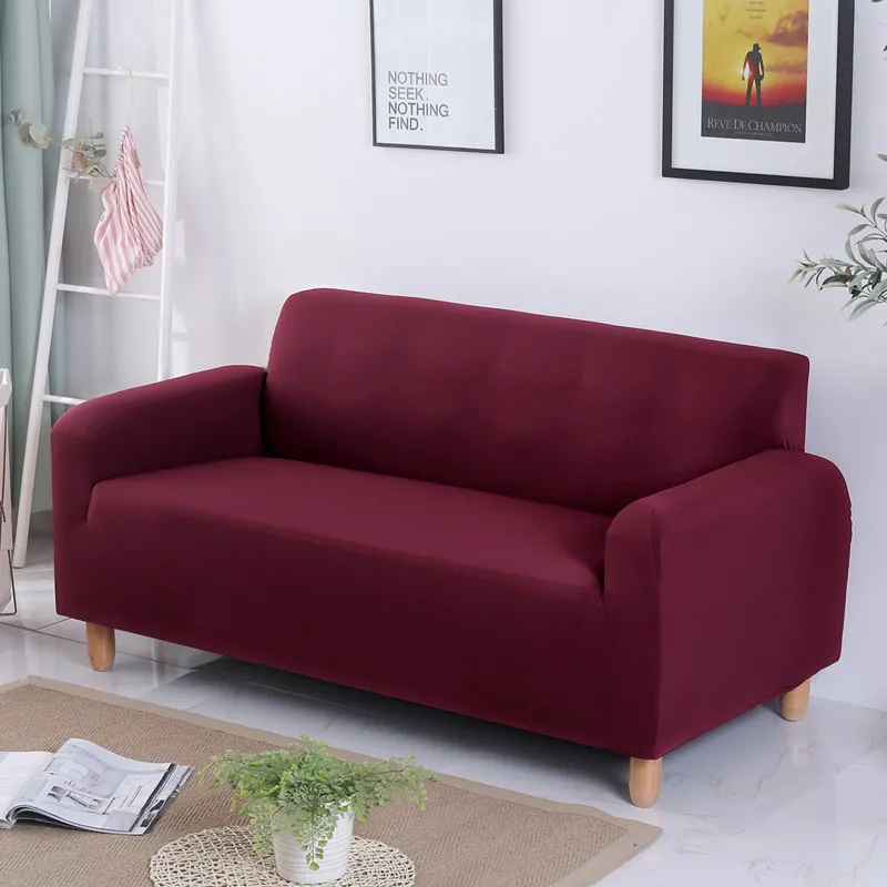 

Pure Color Sofa Covers Stretch Fabric Big Elasticity Slipcovers Elastic Grey Red Solid Couch Covers For Double/three/four Seat