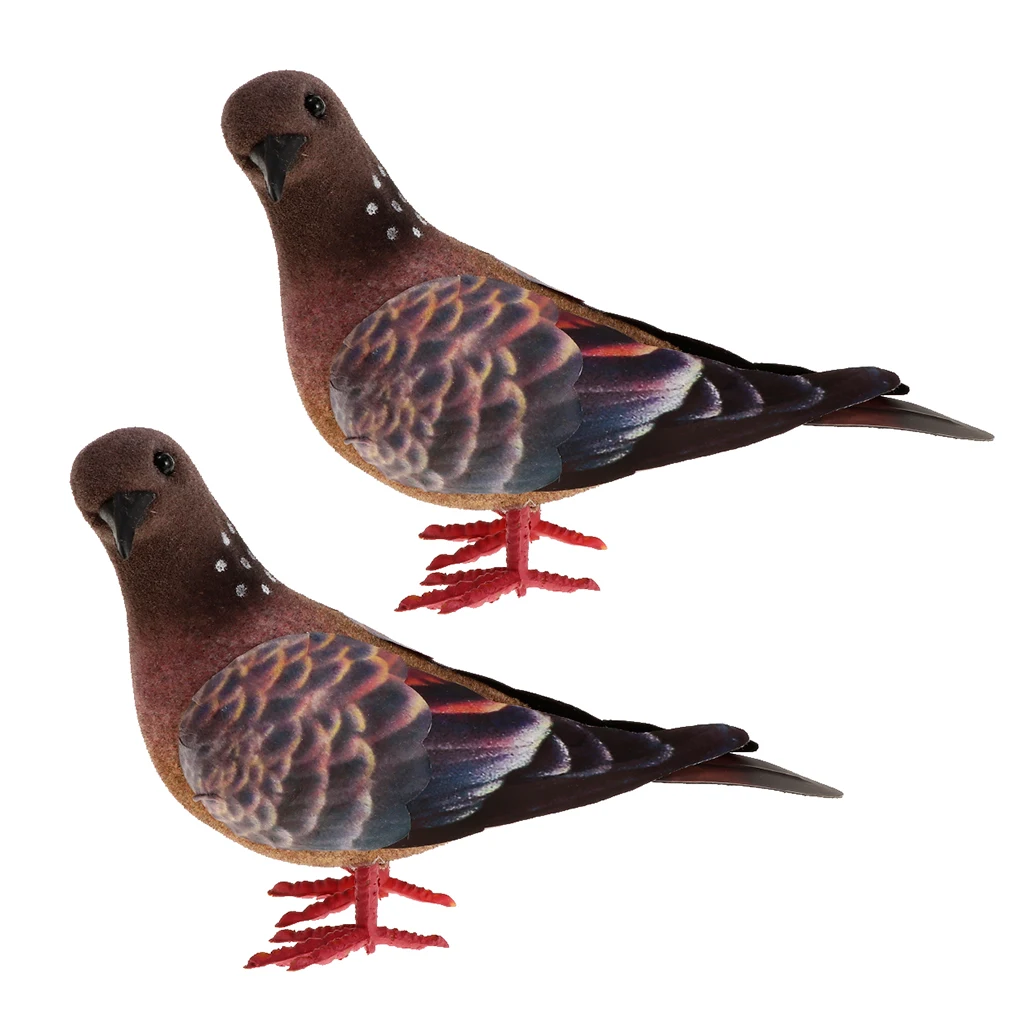 

2Pcs Artificial Feathered Doves, Foam Pigeon Birds, Bird Statues for Garden Wedding Decorative Ornaments - Random Color