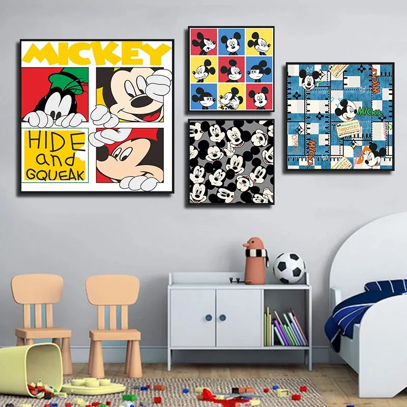 Disney Cartoon Canvas Painting Home Decor Mickey Mouse Prints And Posters Wall Art Variety for Kids Gift Living Room Decoration