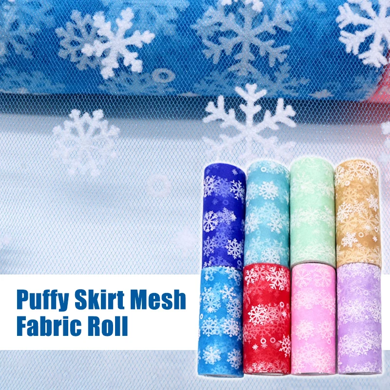 

10 Yards Snowflake Tulle Roll 15cm Gauze Spool Tutu Fabric Ribbon DIY Skirt Gift Craft Christmas Wedding Party Decoration