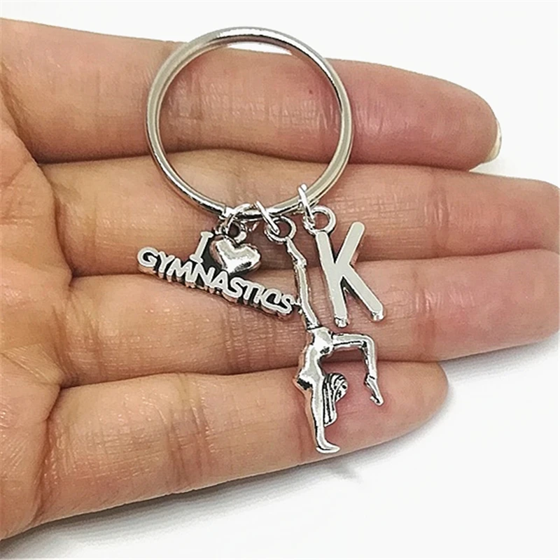 Handmade Sport Keychains, Gymnastics Keyrings, Initial Keychains,Best Friends Gift, I Love Gymnastics