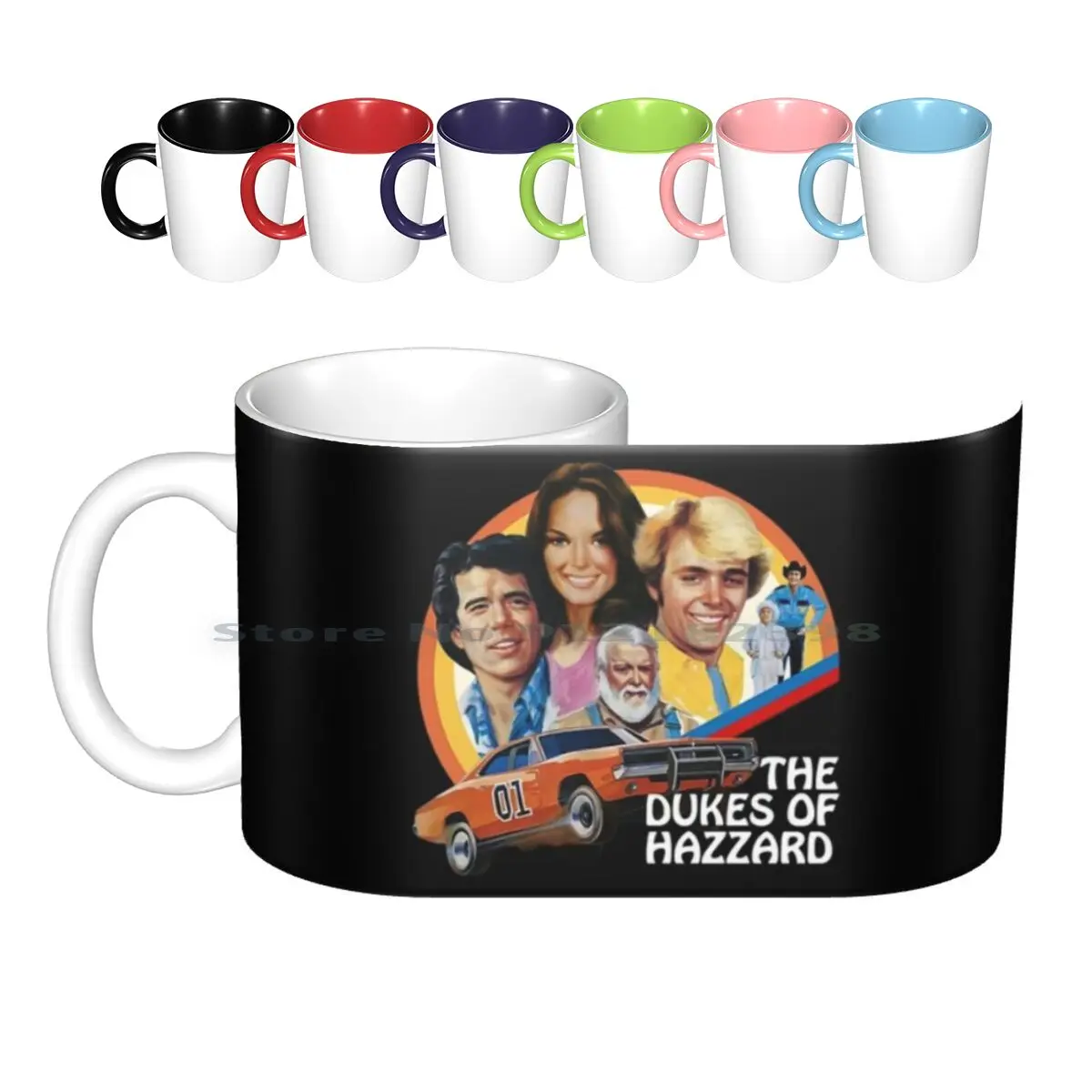 The T-Shirt Ceramic Mugs Coffee Cups Milk Tea Mug Of Hazzard 70s Charger Daisy Dixie General Lee Hot Rod Muscle Car Nostalgia