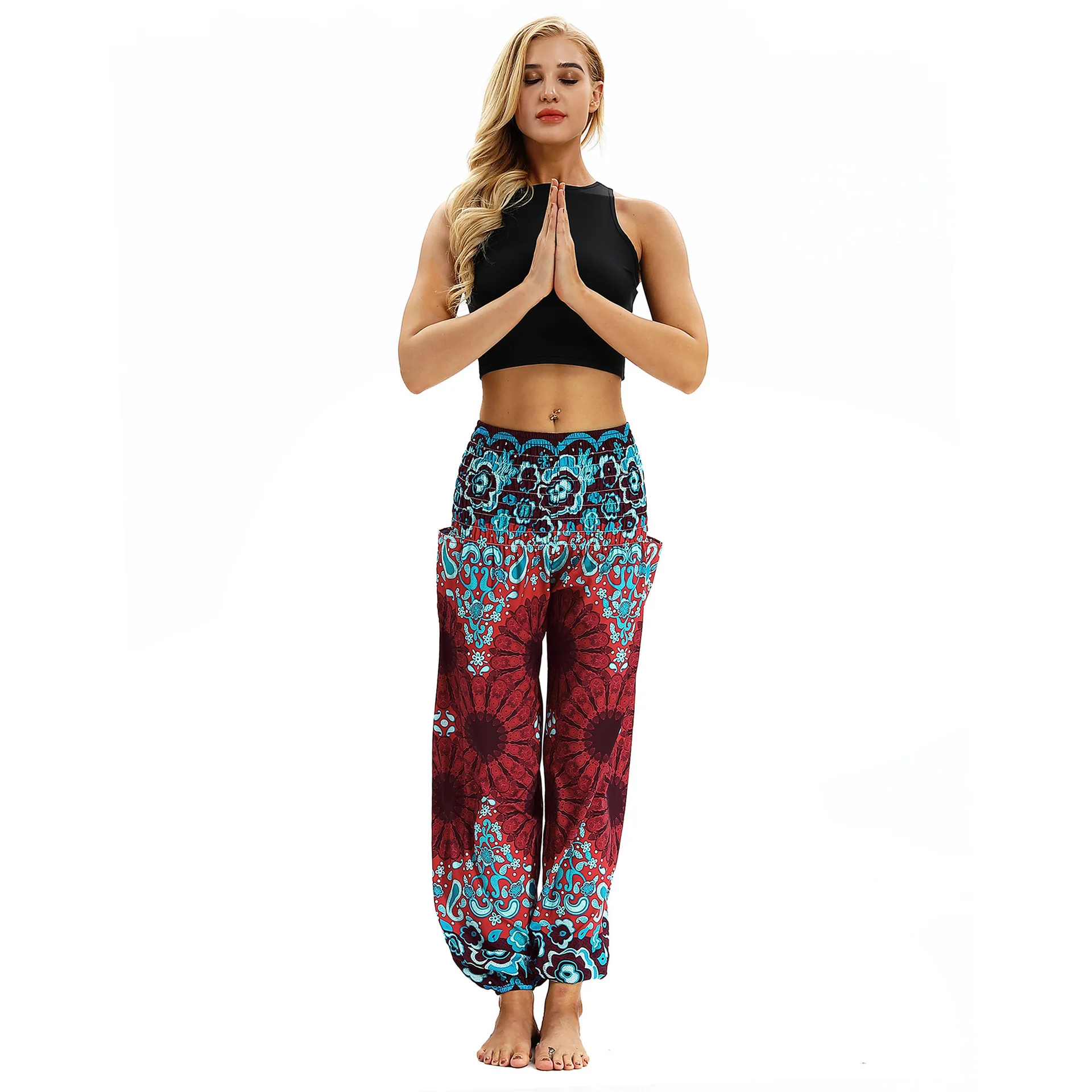 Yoga Pant for Women Wide Leg Printed Yoga Trousers Bloomers Female Running Jogging Fitness Gym Sports Leisure Althetic Pants