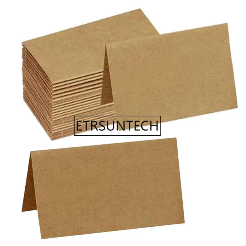 1000pcs Foldover Cards Business Card Holder Folded Kraft Paper Card Ornaments Kraft Paper Postcard Greeting Gift Card