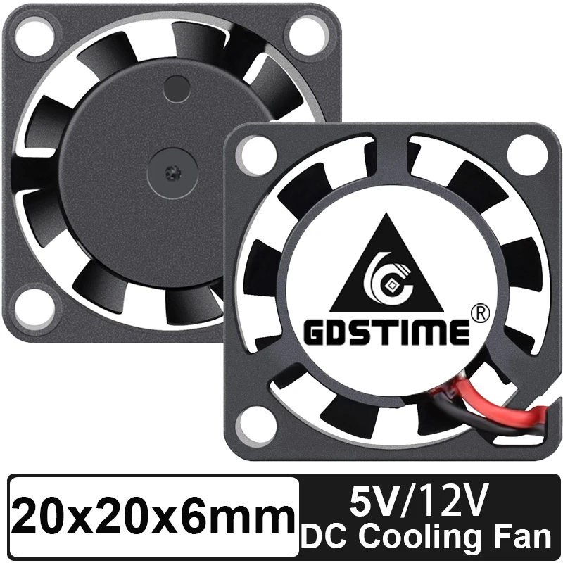 

10 Pieces Gdstime 20 x 20 x 6mm Mini Silent fan 20mm DC 5V 12V Testing Instrument Projector Sensor Cooling Fan 2cm