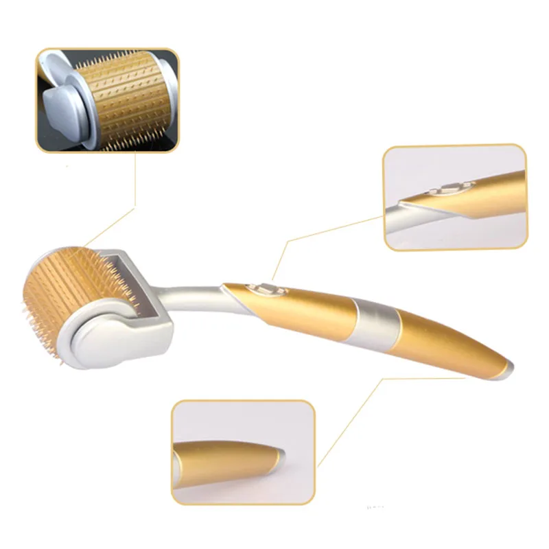 192 Gold Titanium Roller Micro Needle Facial Massager Seamless Whitening Skin Care Heauty Exfoliation Tool