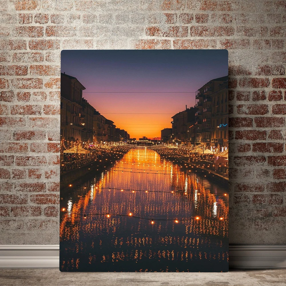 Modern Home Decor Landscape Posters Painting Wall Milan Night Scene Canvas Paintings Art Prints High Quality Modular Picture