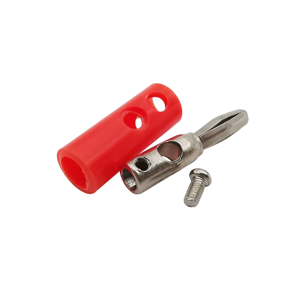 5Pairs 4mm Banana Plug Screw Type Banana Plug Male Connectors Audio Speaker Wire Cable Connector Red & Black