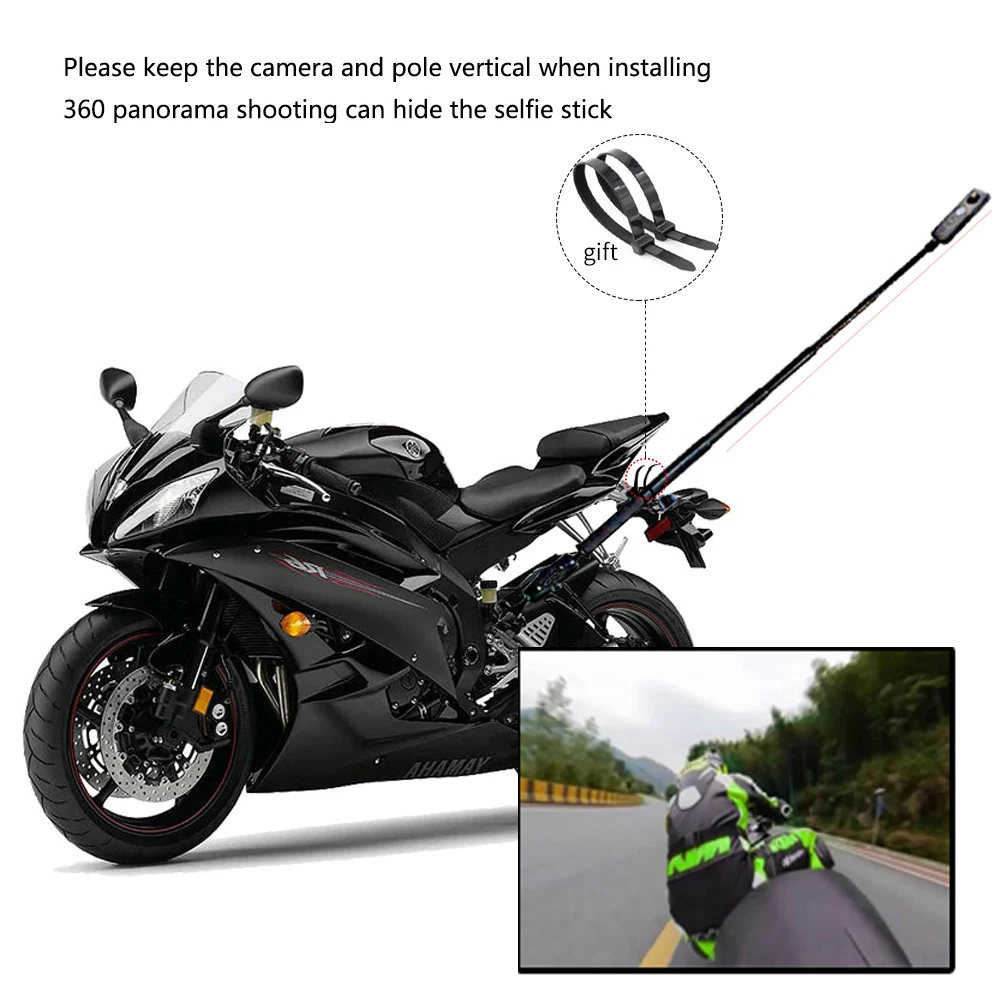 TUYU Motorcycle Handlebar Mount for GoPro Hero 13 12 11 DJI Action 5Pro 4 Insta360 X4 X3 Invisible Selfie Stick Camera Accessory