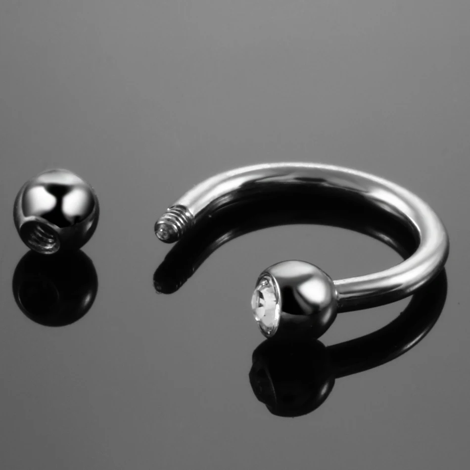 1Pc G23 Titanium Horseshoe Nose Ring Internal Thread Circular Septum Nose Hoop Ball Spike Eyebrow Ear Lip Piercing Body Jewelry