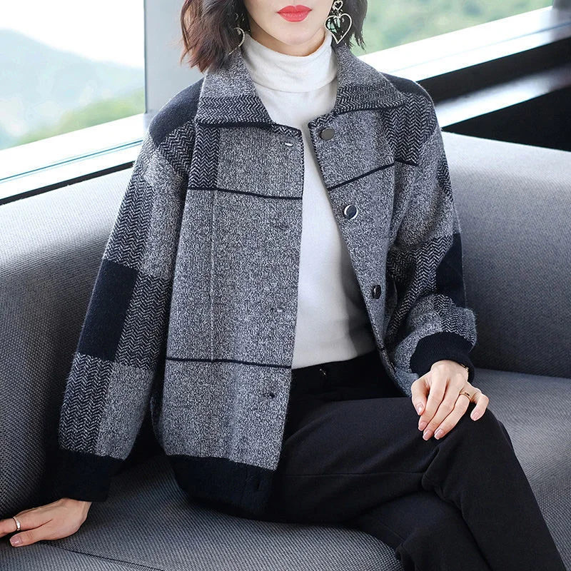 

February August Women Short Coats With Foreign Style Noble Lapel Spring Autumn 2022 Female New All-Match Tops Cardigans A1110