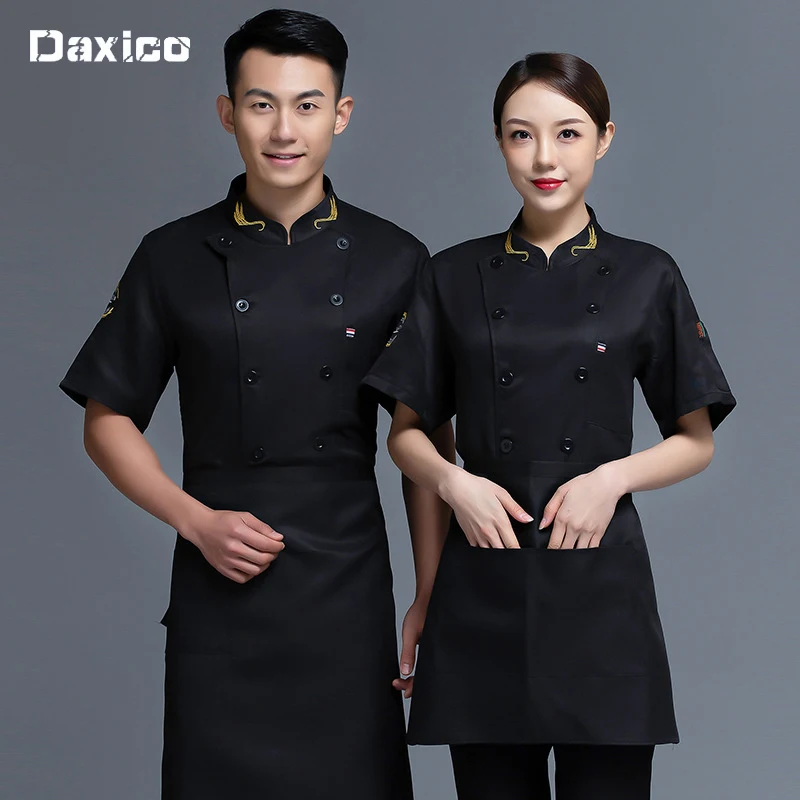 Restaurant Chef Jacket Hotel Kitchen Cooking Uniform Summer Cafe Food Service Stafe Overalls Chinese Cartering Waiter Uniform