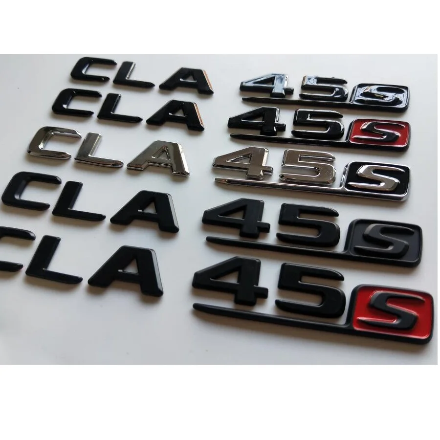 Brilliant Chrome Black Letters CLA 45S Trunk Badges Emblems Stikcer for Mercedes Benz W117 X117 C117 CLA45 S AMG