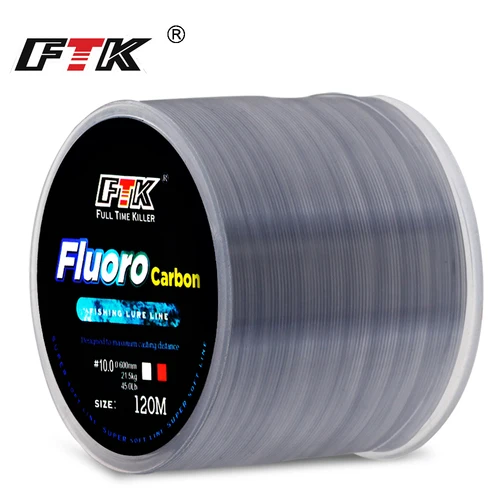 FTK 낚시 라인 120M 4.13-34.32LB 0.14-0.5mm 1.88-15.6kg 탄소 섬유 코팅 리더 Lure Wearable Fluorocarbon Line  Best5