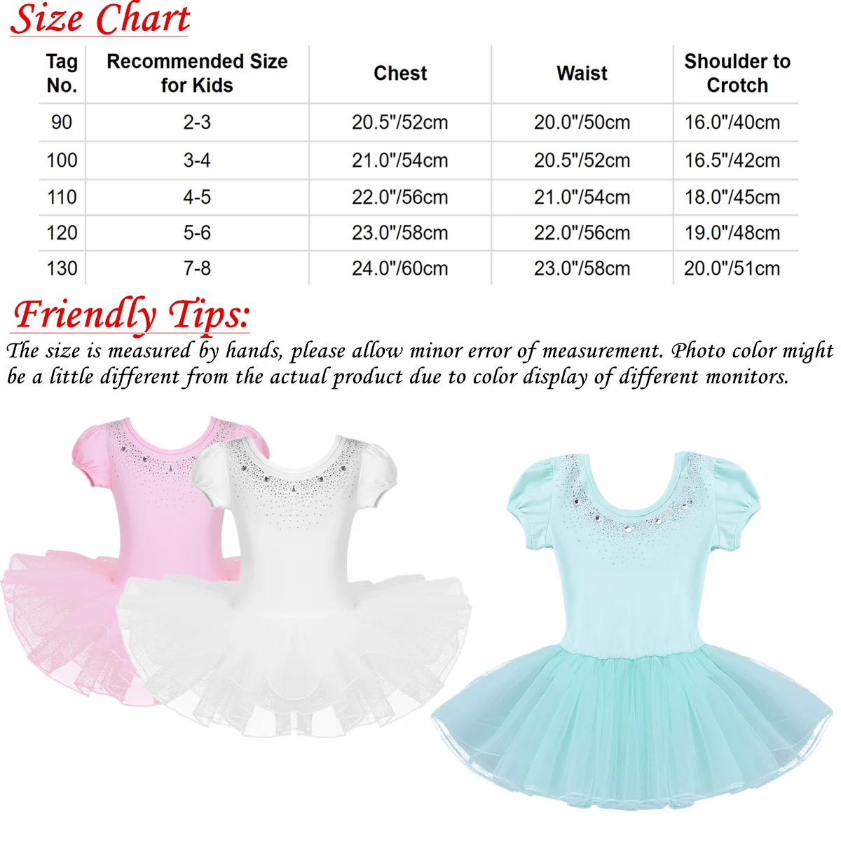 Gymnastics Leotard Girls Ballerna Tutu Dress Kids Mesh Dancewear Short Bubble Sleeves Sparkly Rhinestones Ballet Dance Dress