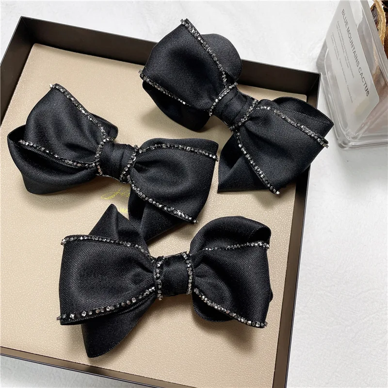 

Fashion Black Bowknot Hair Clip Headdress Luxurious Velvet Spring Clip Hairpin Headwear Handmade Hari Accessories