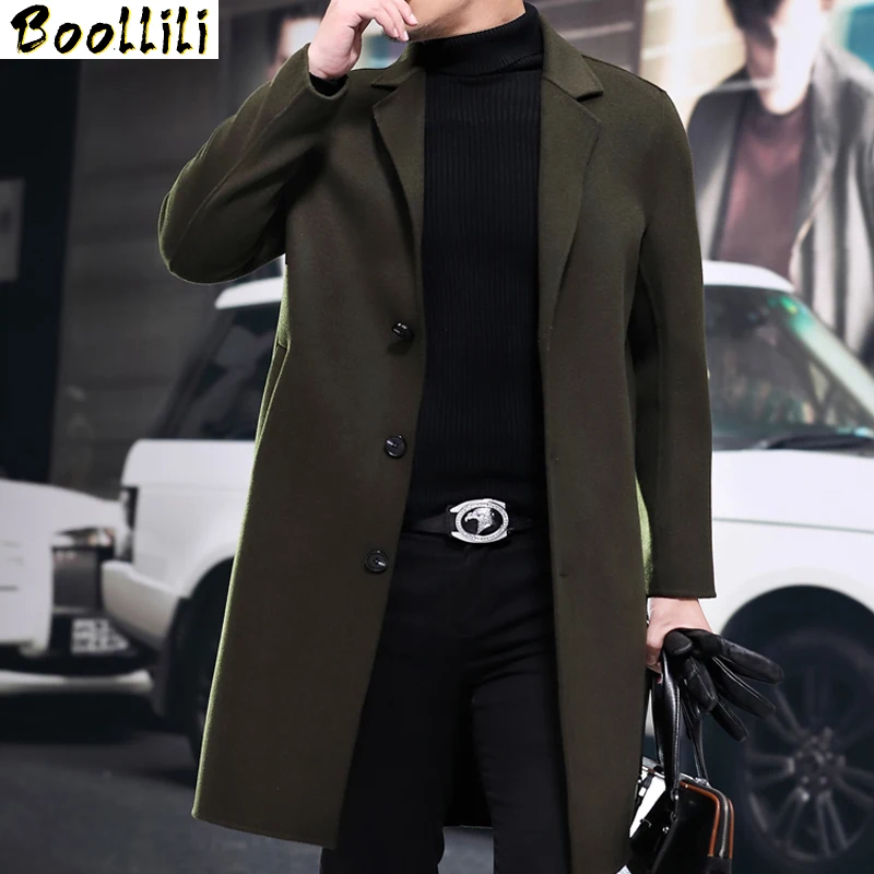 

Winter Boollili Autumn 2023 New 100%Wool Coat Men Korean Fashion Slim Overcoat Long Cashmere Coats Casaco Masculino