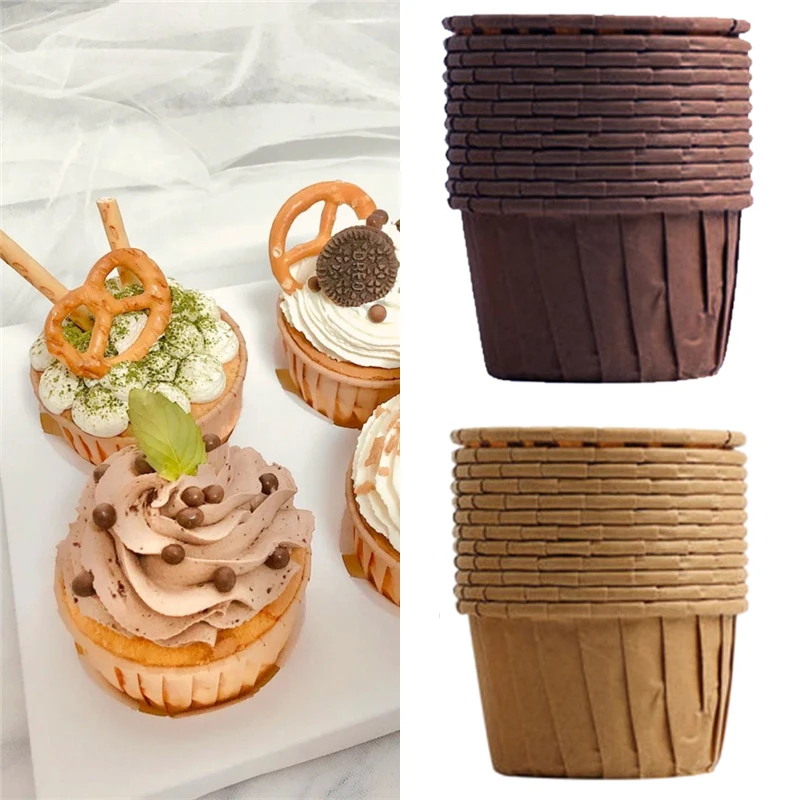 

50pcs Rolled Muffin Cups High Temperature Oil Resistant Birthday Cake Party Dessert Deco Cloth Kitchen Baking Accessories