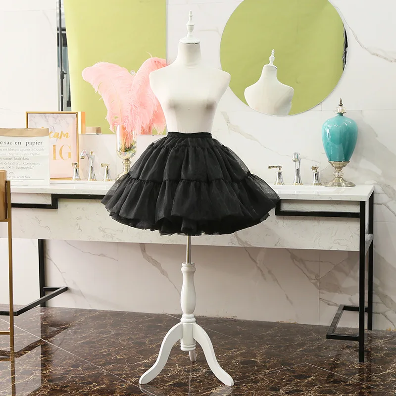 Puffy Tulle Underskirt Petticoat Crinoline White Black Soft Organza Lolita Tutu Skirt Wedding Ballet Dance Pettiskirts