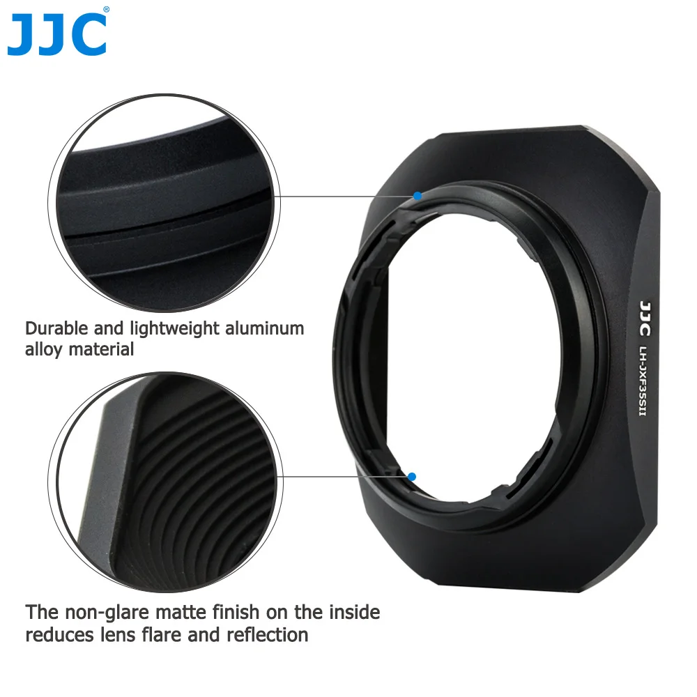 JJC LH-XF35-2 Metal Square Lens Hood for Fuji Fujifilm Fujinon XC 35mm F2&XF 23mm / 35mm F2 R WR Lens on XPro3 XT4 XT3 XT30 XT20