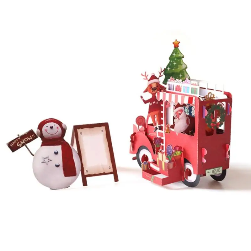Neue 3D Pop-Up Weihnachtskarten Weihnachtsmann-Einladungskarte Partykarte Kindergeschenke Neujahrs-Dankeskarte Feiertagsgeschenk Postkarte – Detail 15