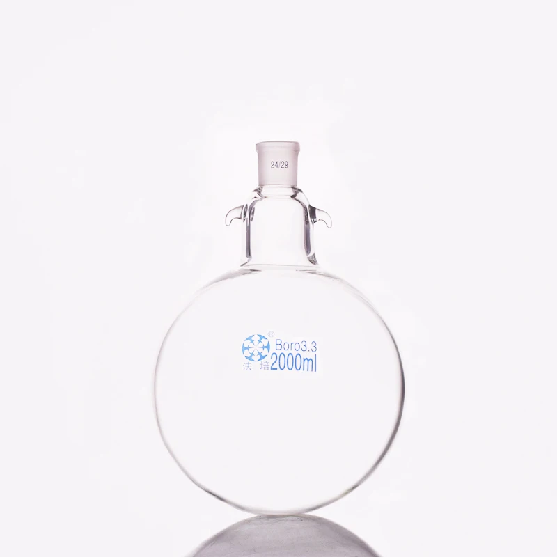 

Single standard mouth round-bottomed flask,With hook up,Capacity 2000ml and joint 24/29,Single neck round flask