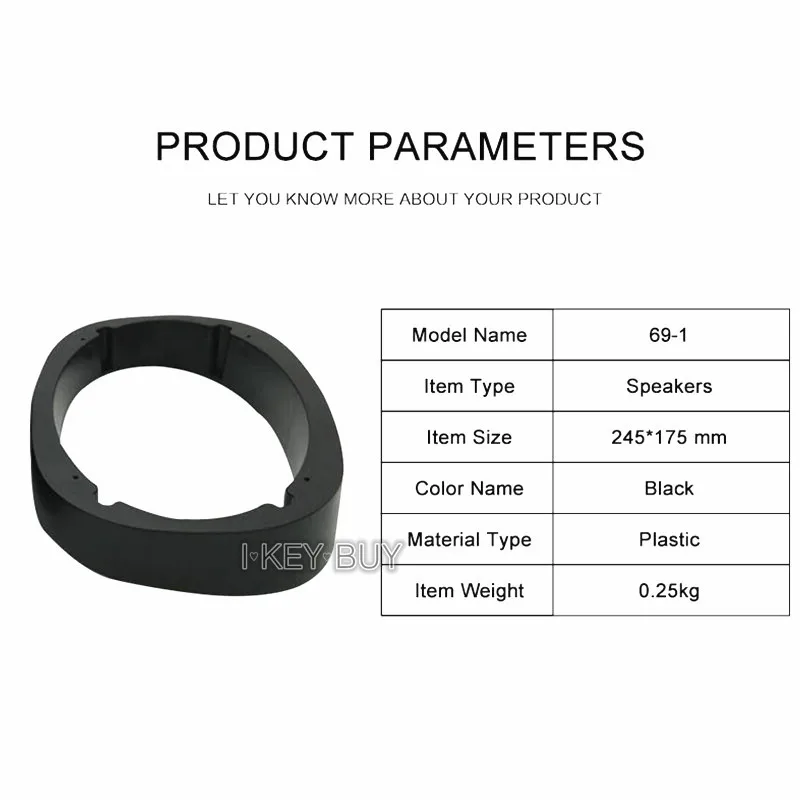 2pcs Car Audio Modified 6x9 Inch Speaker Accessories Flat Oval Beveled Waterproof Plastic Pad Washer Installation Depth