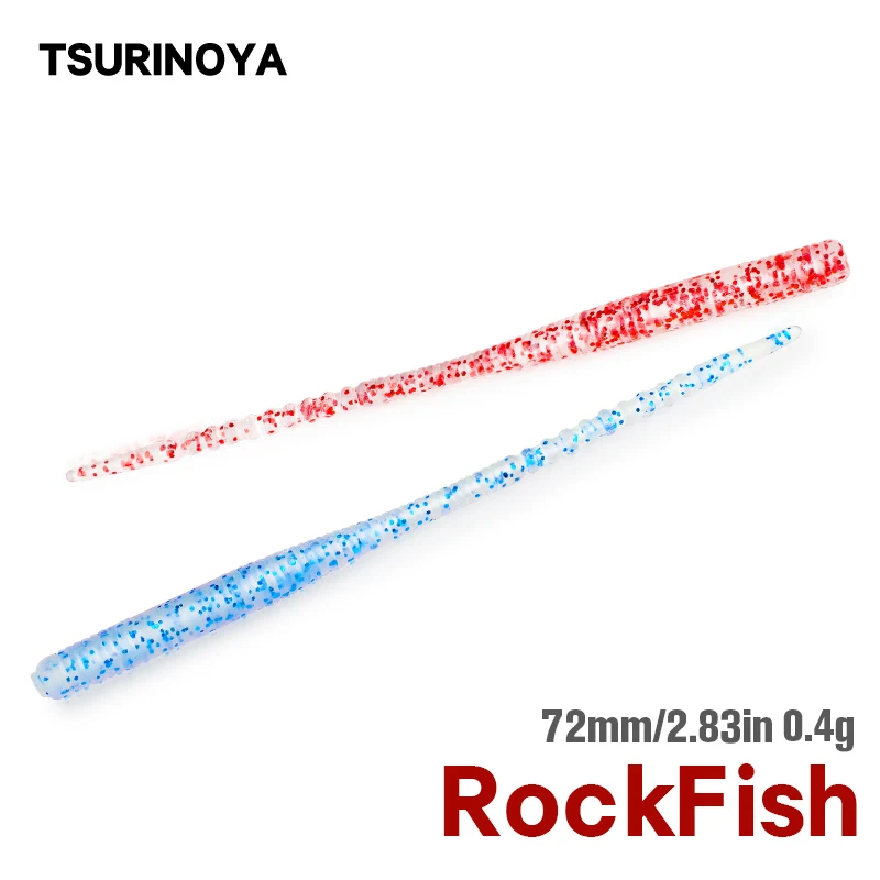 TSURINOYA Ajing Soft Fishing Lure 60Pcs 72mm 0.5g Artificial Bait Silicone Worm Shad Luminous/UV Swimbait Wobbler Fishing Tackle