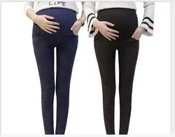 Winter thick warm fleece Elastic Waist 100% Cotton Maternity Jeans Pants For Pregnancy Clothes For Pregnant Women Legging