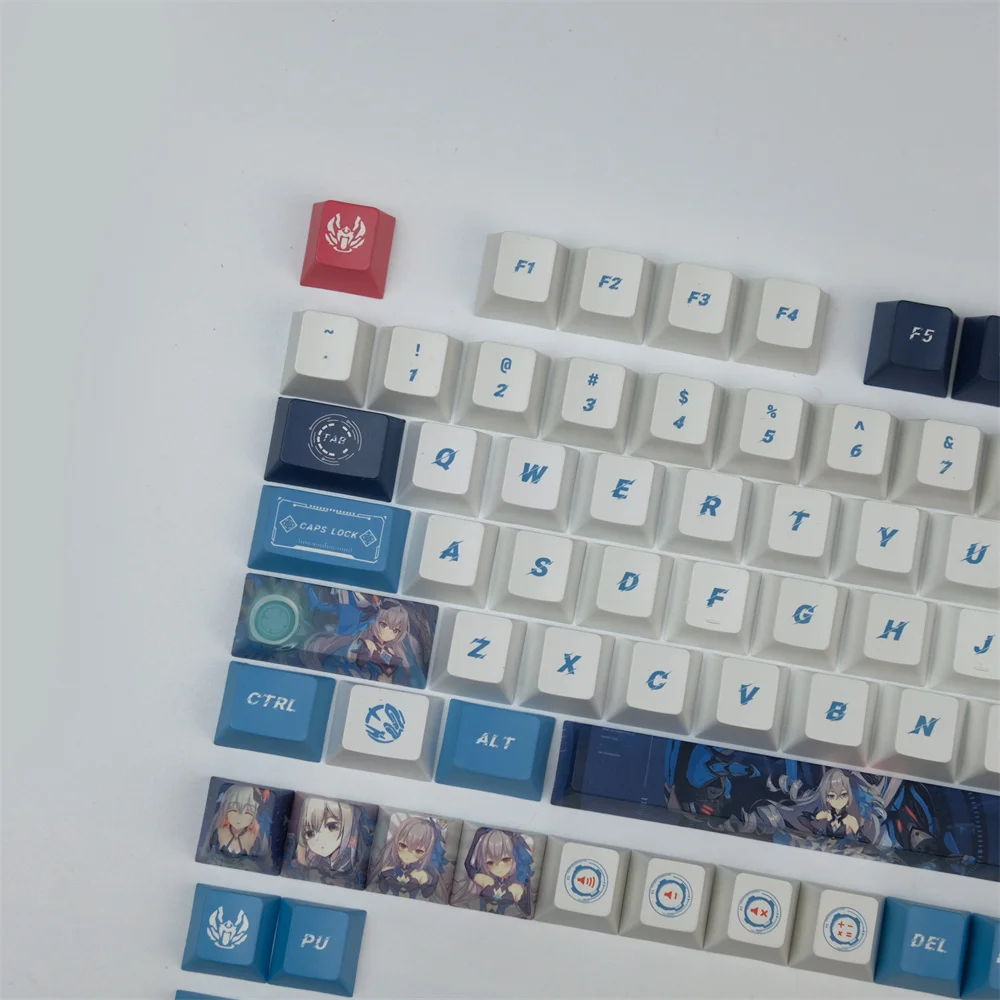 PBT Angel Keycap 136 Keys Original English Design Cherry Profile DYE Sublimation Keycaps For Anne Pro GH60 GK61X GK64X Keyboard